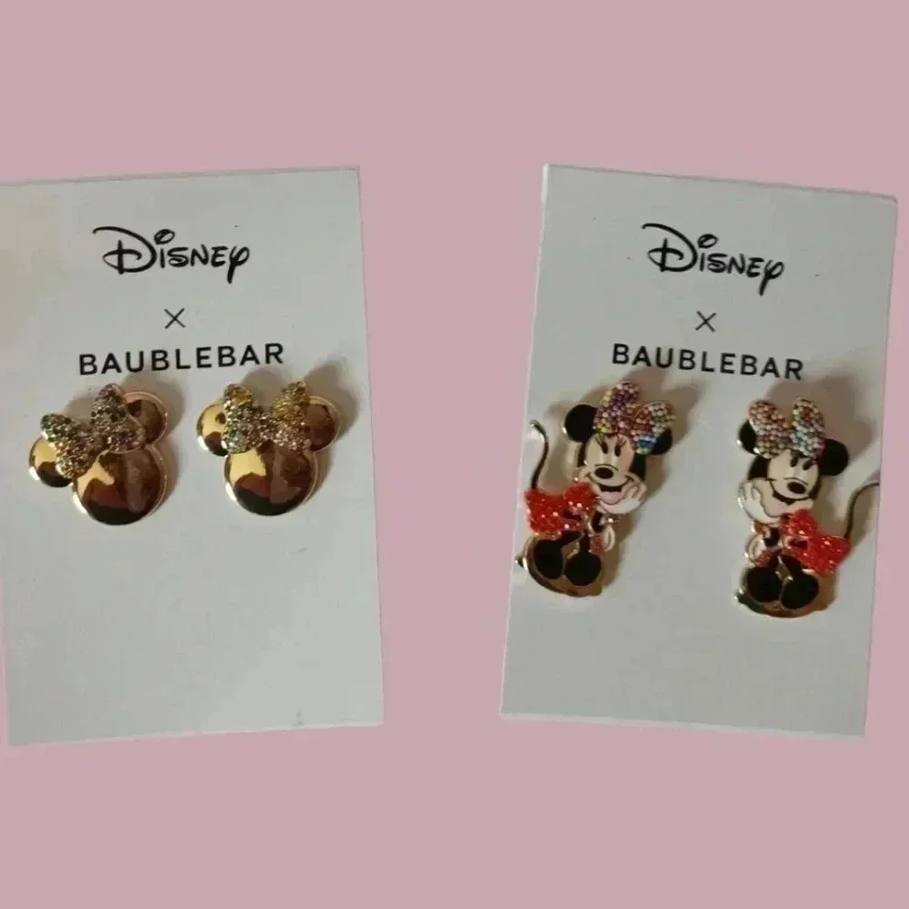 Disney rhinestone earrings boublebar minnie mouse set of 2